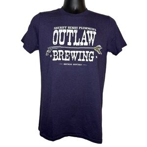 Outlaw Brewing Bozeman, Montana Beer Men's Navy T-Shirt